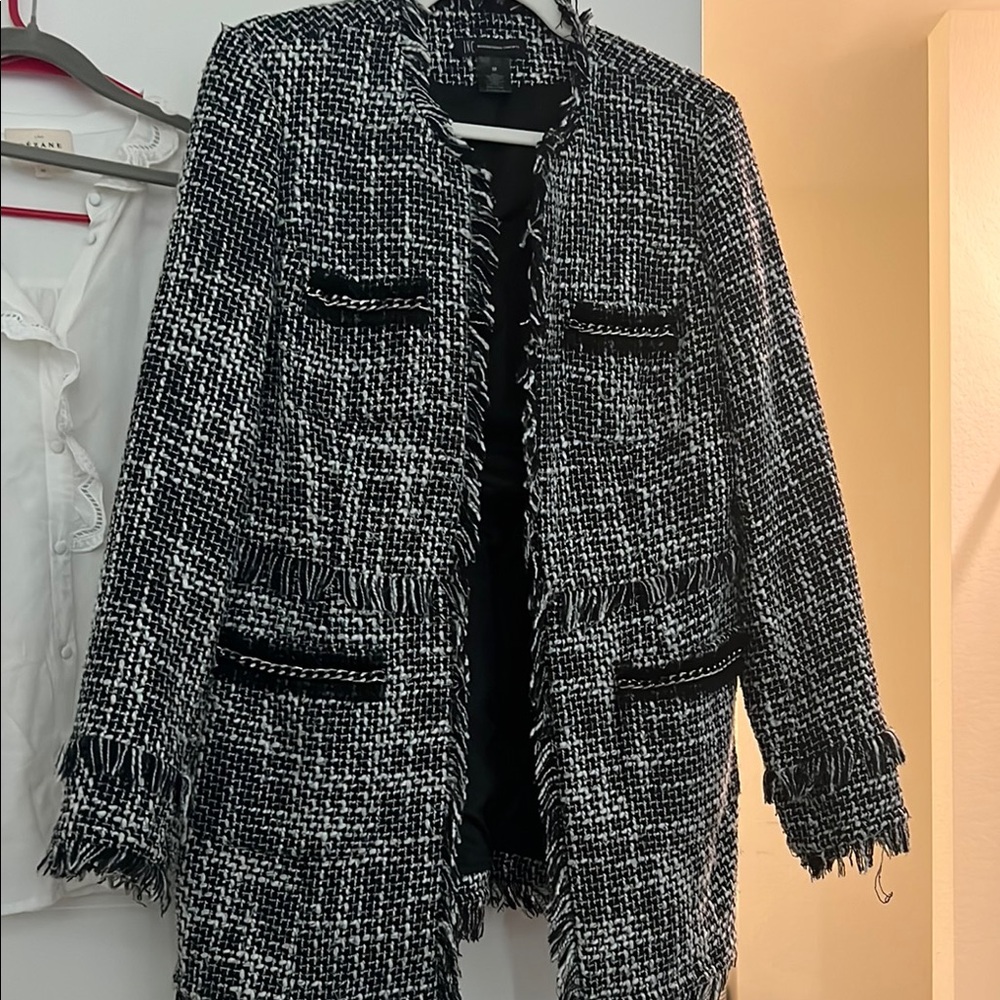 International Concept Women's Black and White Tweed Jacket